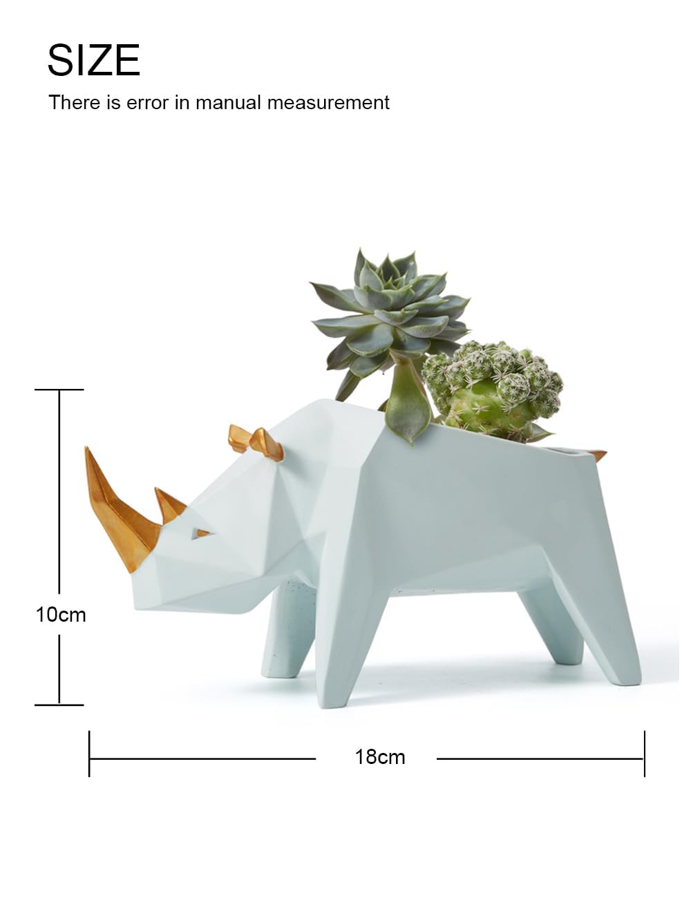 HAUCOZE Rhino Statue Planter Succulent Pot Modern Animal Sculpture Home Decor Gift for Living Room Office 7.1 Inch