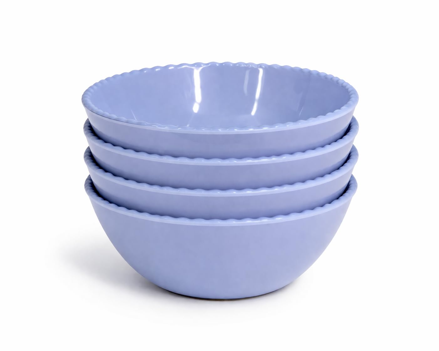 Sigrid Olsen Melamine Salad Bowls, Powder Blue, Scalloped Edge, Set of 4, 6" W x 2.5" H