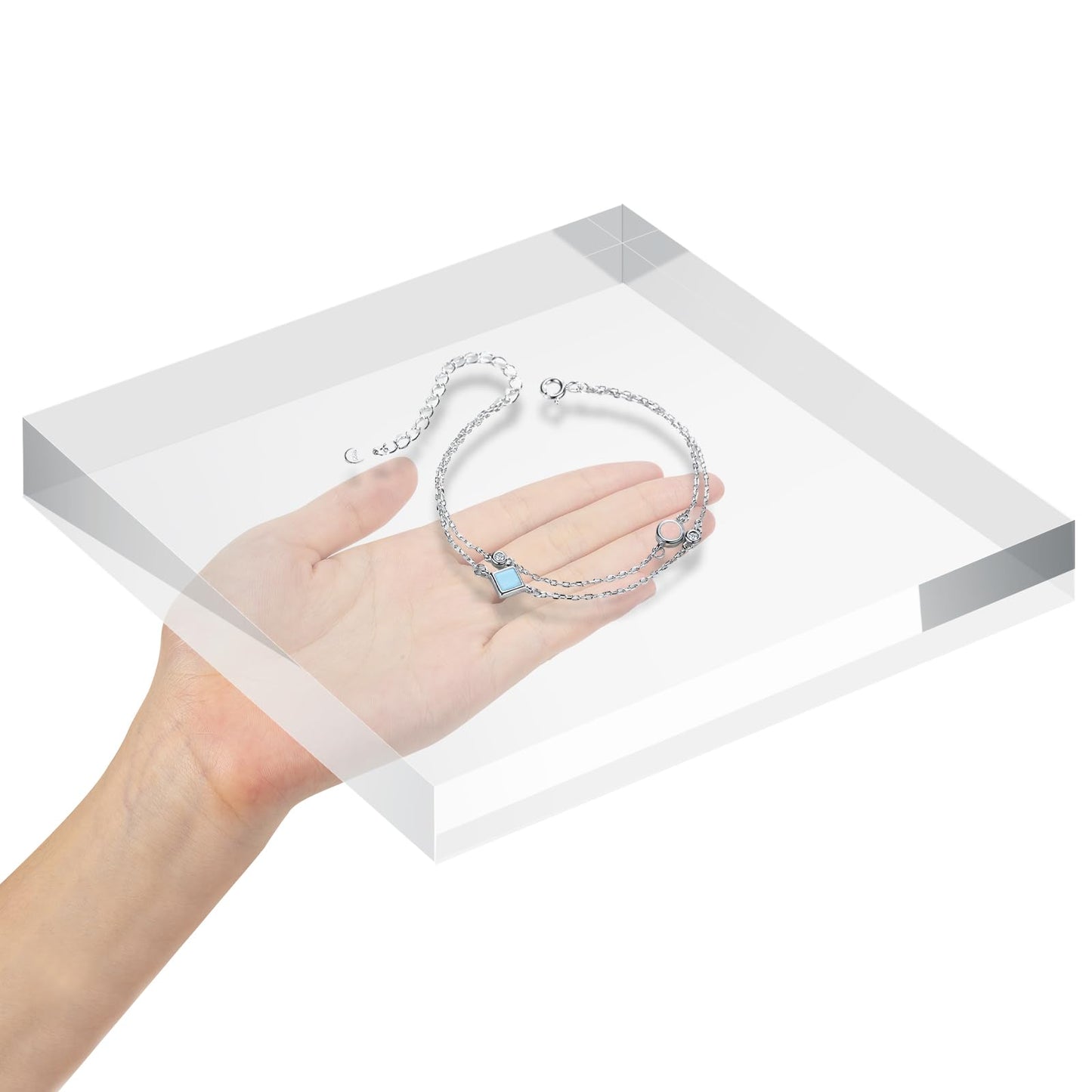 LDHHYH 1 Pack 8 x 8 x 1 Inch Acrylic Block for Display, Acrylic Base Stand, Clear Polished Acrylics Cube, Trophy Base Jewelry Display Stand Pedestal Stand for Collectibles Jewelry Props Plant Display