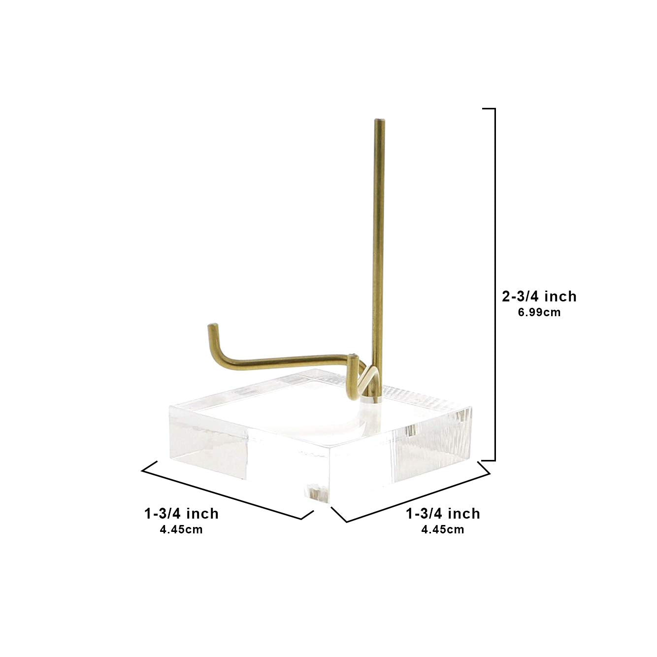 OnFireGuy 2-3/4" Acrylic Base Display Stand Easel With Adjustable Metal Arm | 2-3/4" H x 1-3/4" D x Adjustable to 2" Wide | Ideal for Displaying Mineral Rocks, Gemstones, Fossils, Geodes, Minerals & Crystals