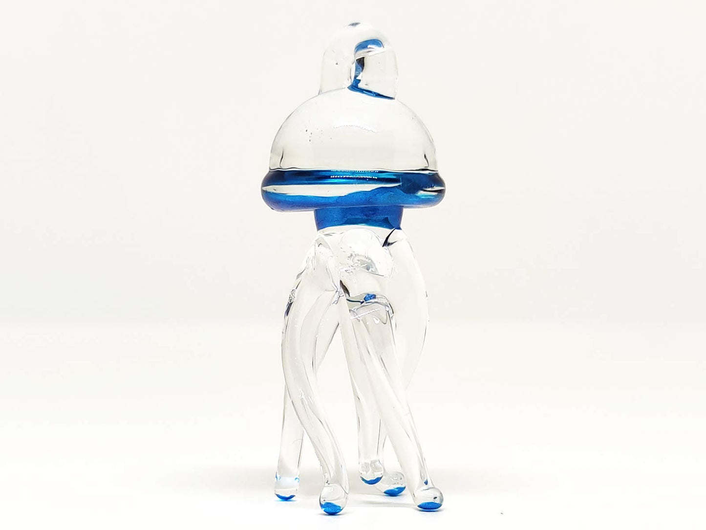 Sansukjai Jellyfish Tiny Figurines Blown Glass Art Hand Painted Sea Animals Collectible Gift Decorate Ornament (Clear Blue)