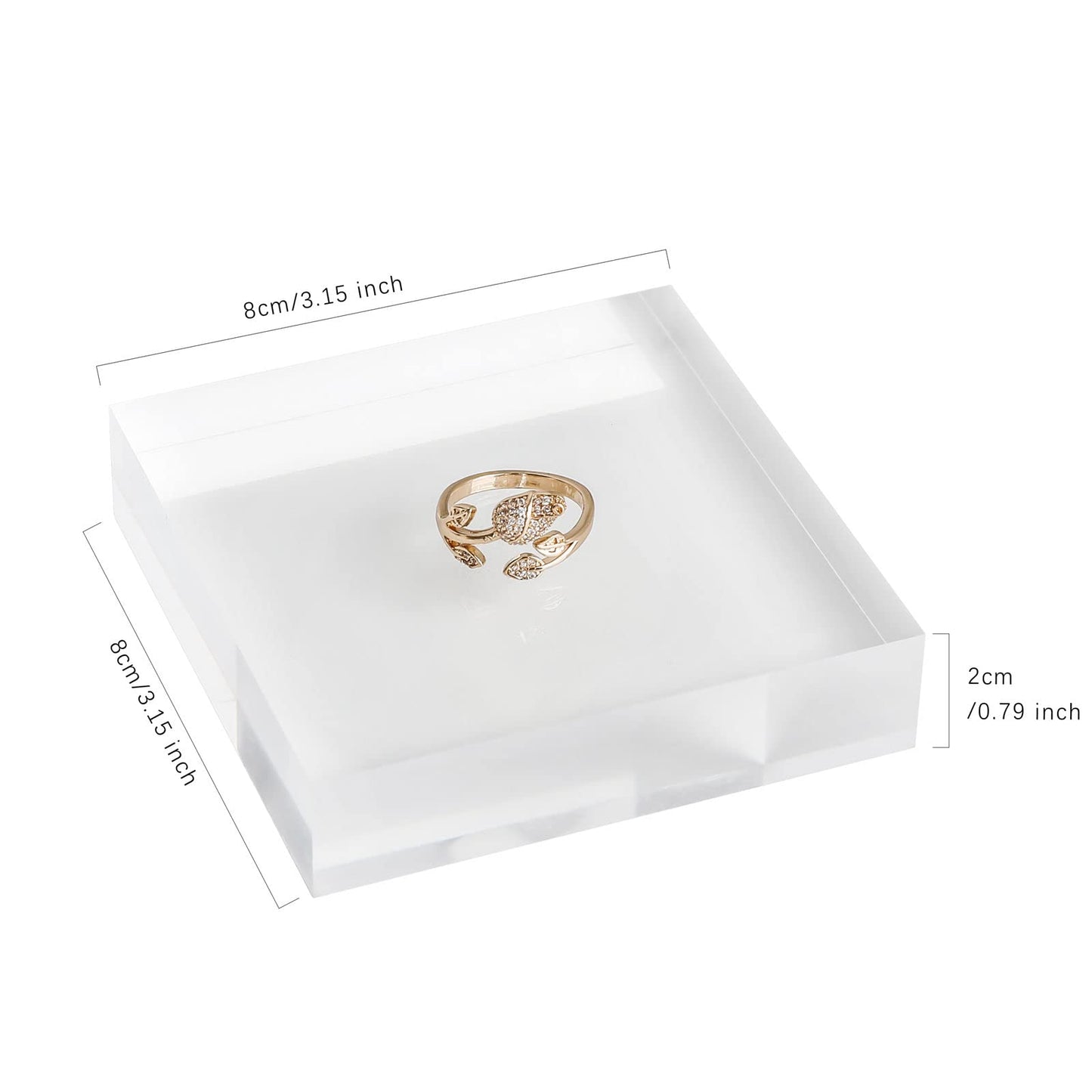 GemeShou Transparent jewelry risers for selling, Acrylic risers for earring display, clear block ring riser tray for online business Photography【3.15 L x3.15 W x0.79 H inch】
