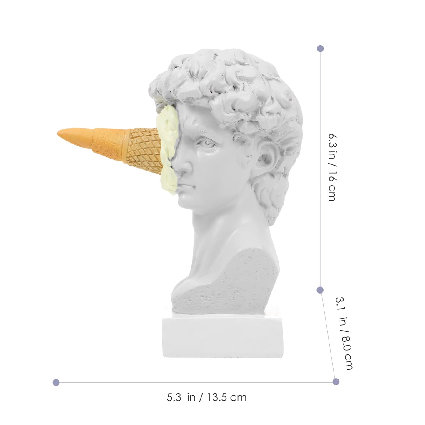 PRETYZOOM Greek David Head Ice Cream Resin Sculpture - Stylish Decorative Statue for Home, Office, Bookshelf, Coffee Table Decor