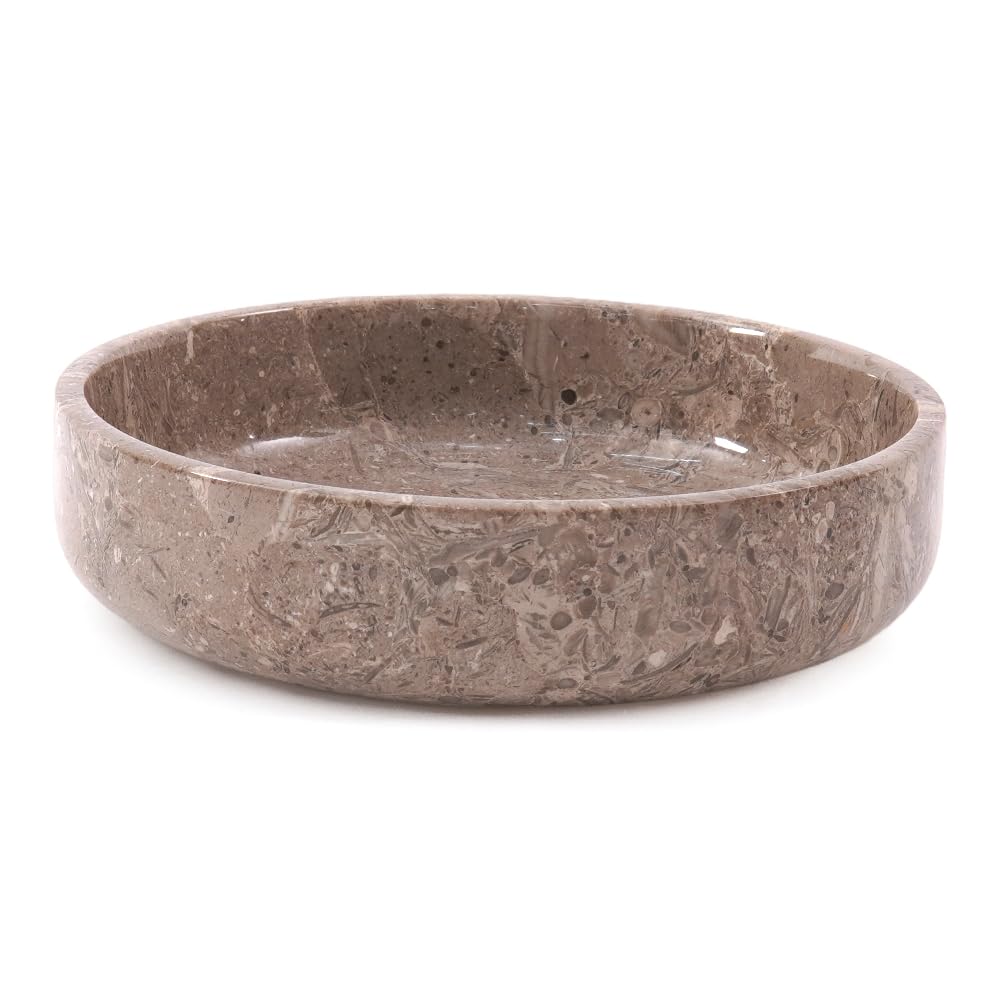 EARTHEN CRAFTS Marble Decorative Bowl 8" Inches Oceanic Handmade Large Fruits Holder for Kitchen Counter Serving, Modern key Bowl, Fruit Dish & Fruit Storage