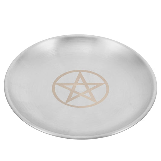 Pentagram Plate Candle Holder Tray 5.51 Inch Decorative Altar Tray for Rituals Offering Storage Wiccan Ceremony Home