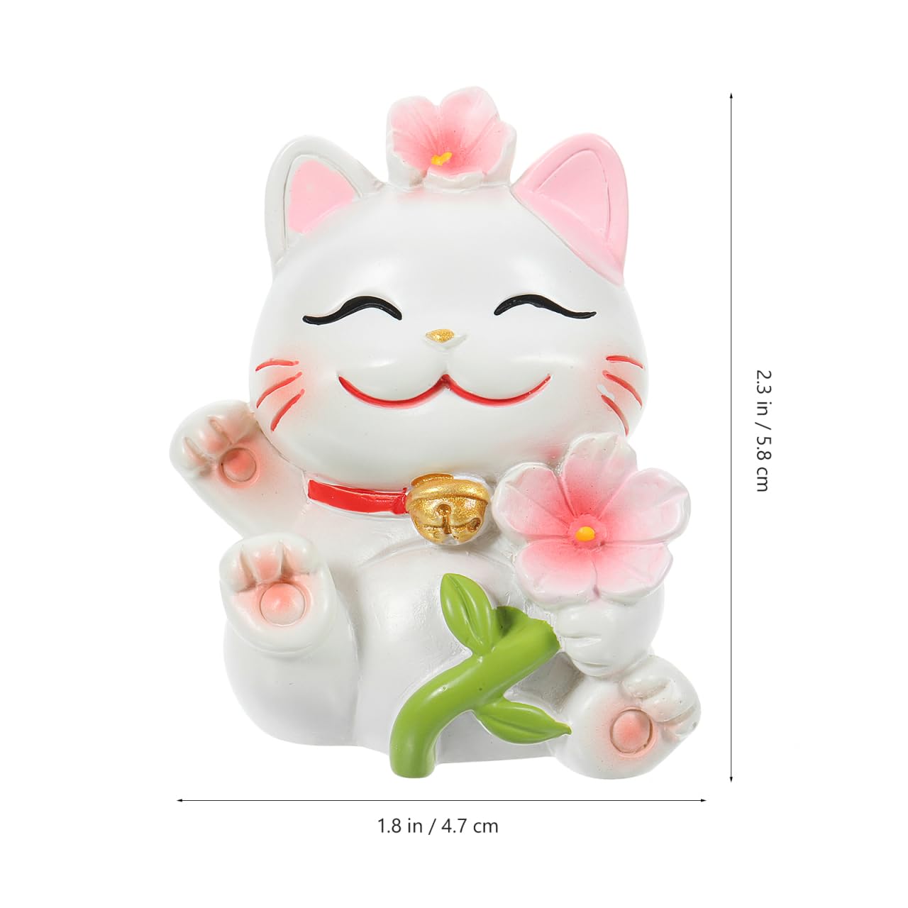 Amosfun Lucky Cat Ornament Resin Figurine 2.28In Cute Desktop Cat Decoration for Home Office Car Japanese Style Lucky Cats Charm