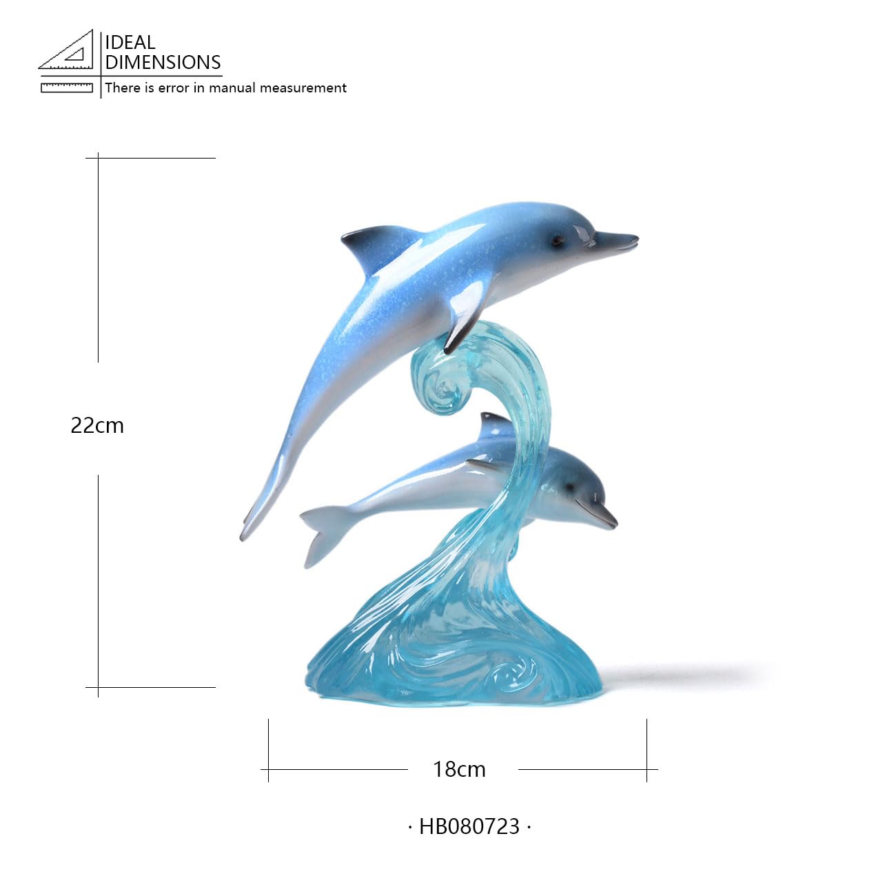 HAUCOZE Dolphin Decor Figurine Ocean Statue Modern Art Sculpture Home Gift for Bookshelf Living Room Office Polyresin 8.7 Inch