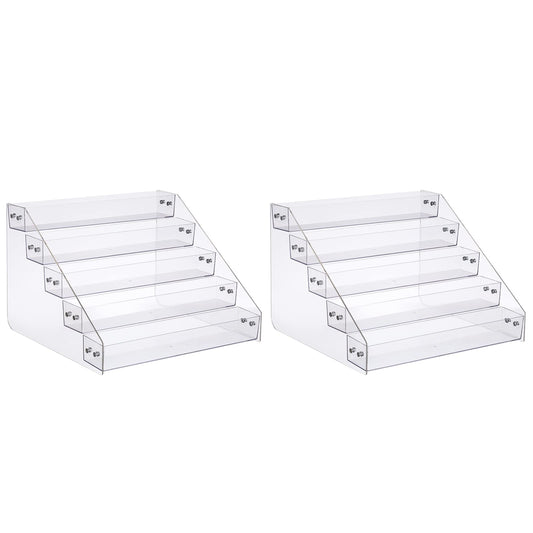 Kihor Acrylic Spice Rack, Tiered Spice Rack Shelf Seasoning Organizer for Countertop, Cabinet, Pantry, Kitchen Storage - 5 Tier, 2PCS