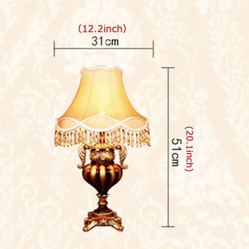 IPHR Victorian Crystal Table Lamp, 20.1-inch Resin Base, Gold Antique Design with Crystal Pendants, Silk Shade