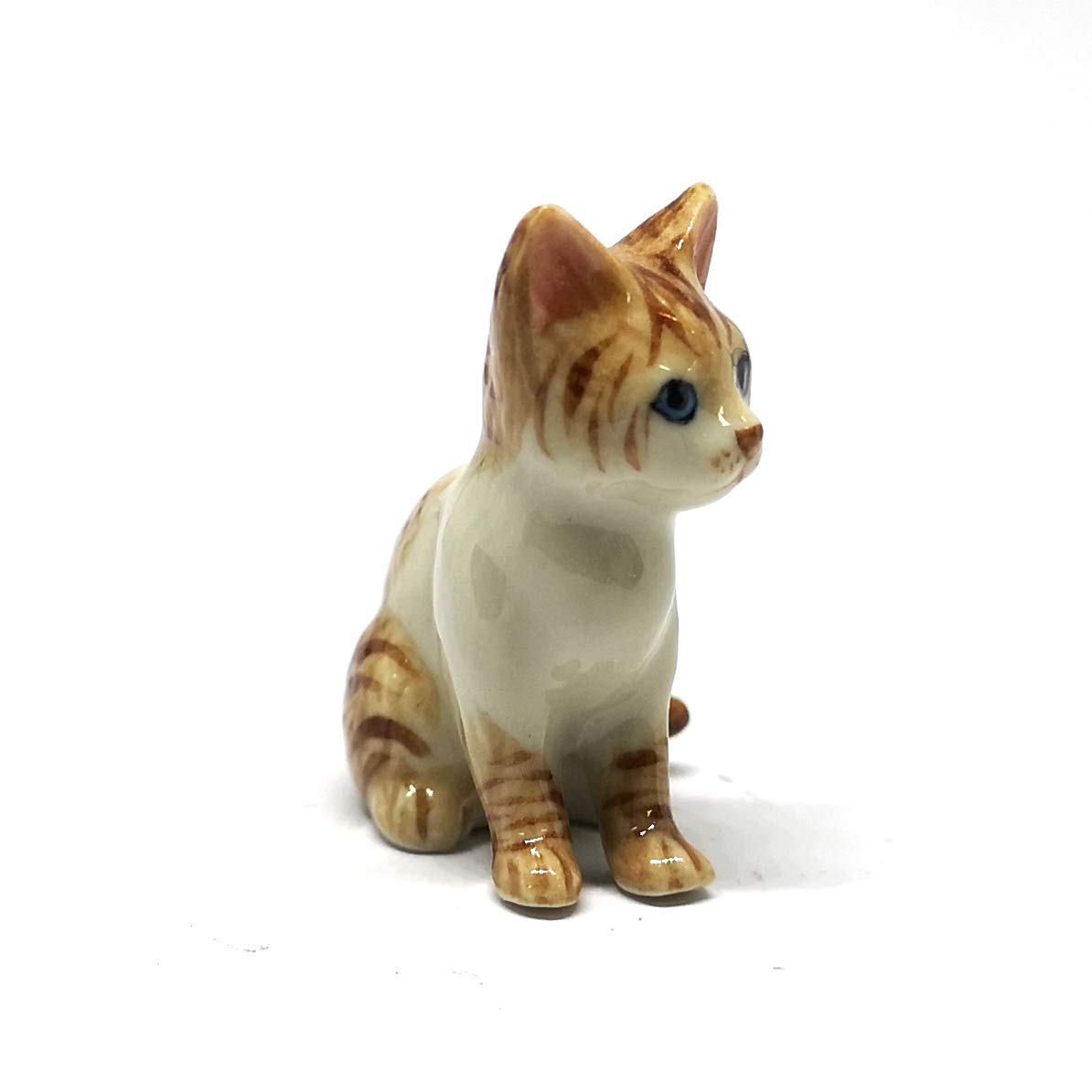 ZOOCRAFT Collectible Ceramic Cat Figurine 1.4 Inch Miniature Handmade Hand Painted Glazed Animal Sculpture for Home Decor and Gift