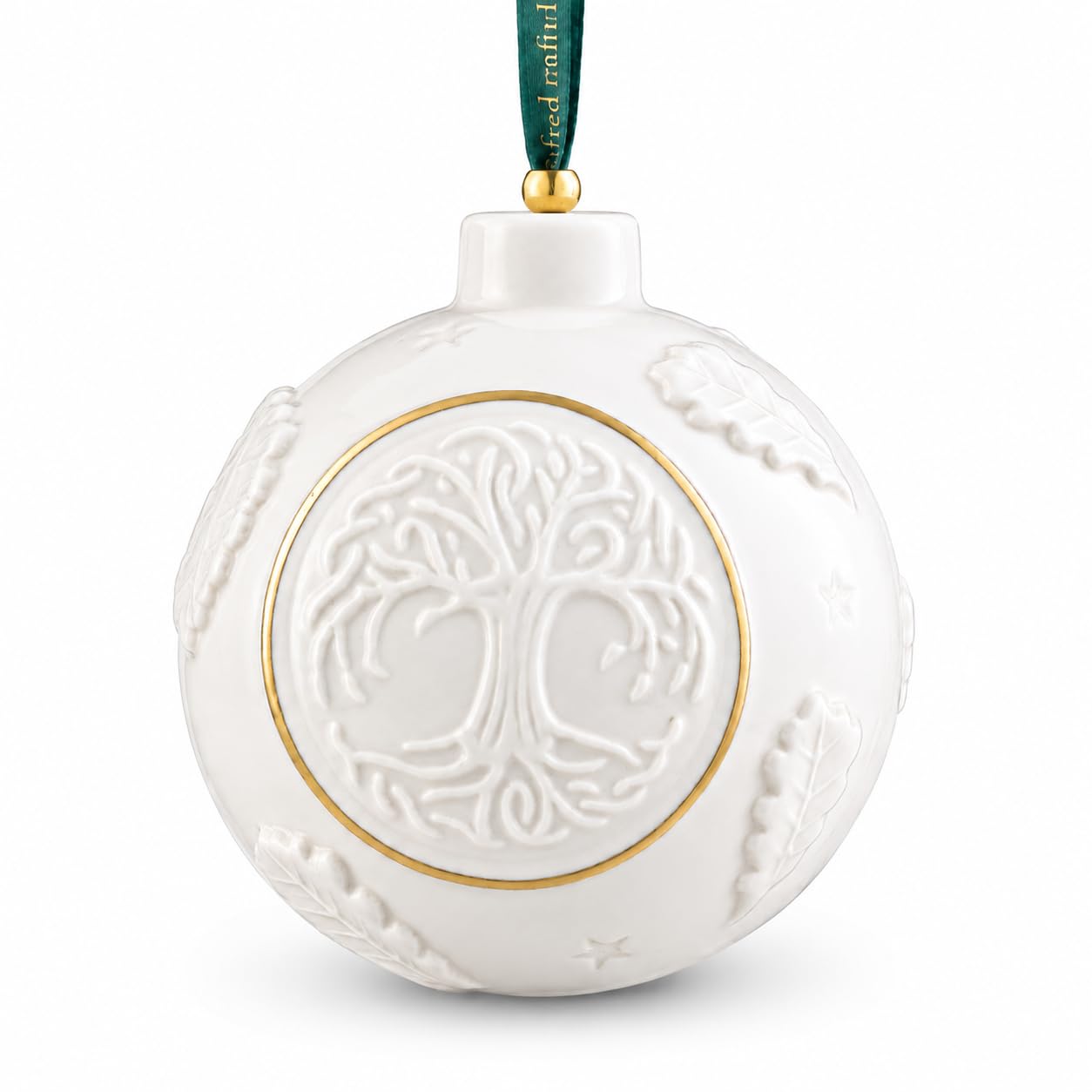 Belleek Classic Tree of Life Bauble Hanging Ornament, 3.1-Inch Handpainted Porcelain Celtic Irish Christmas Decoration