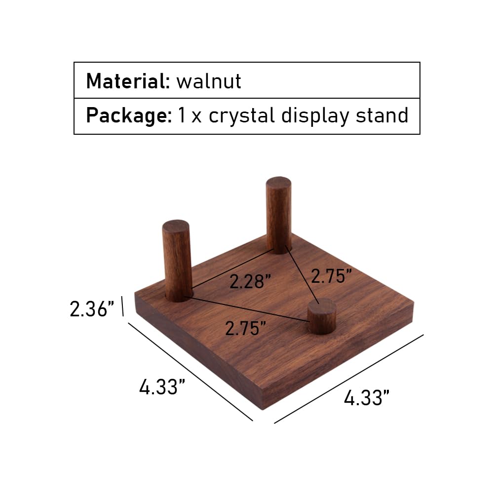 WAYUTO Walnut Crystal Display Stand Three-Peg Display Easel Stands for Fossil Coral Geodes Rock Mineral Agate