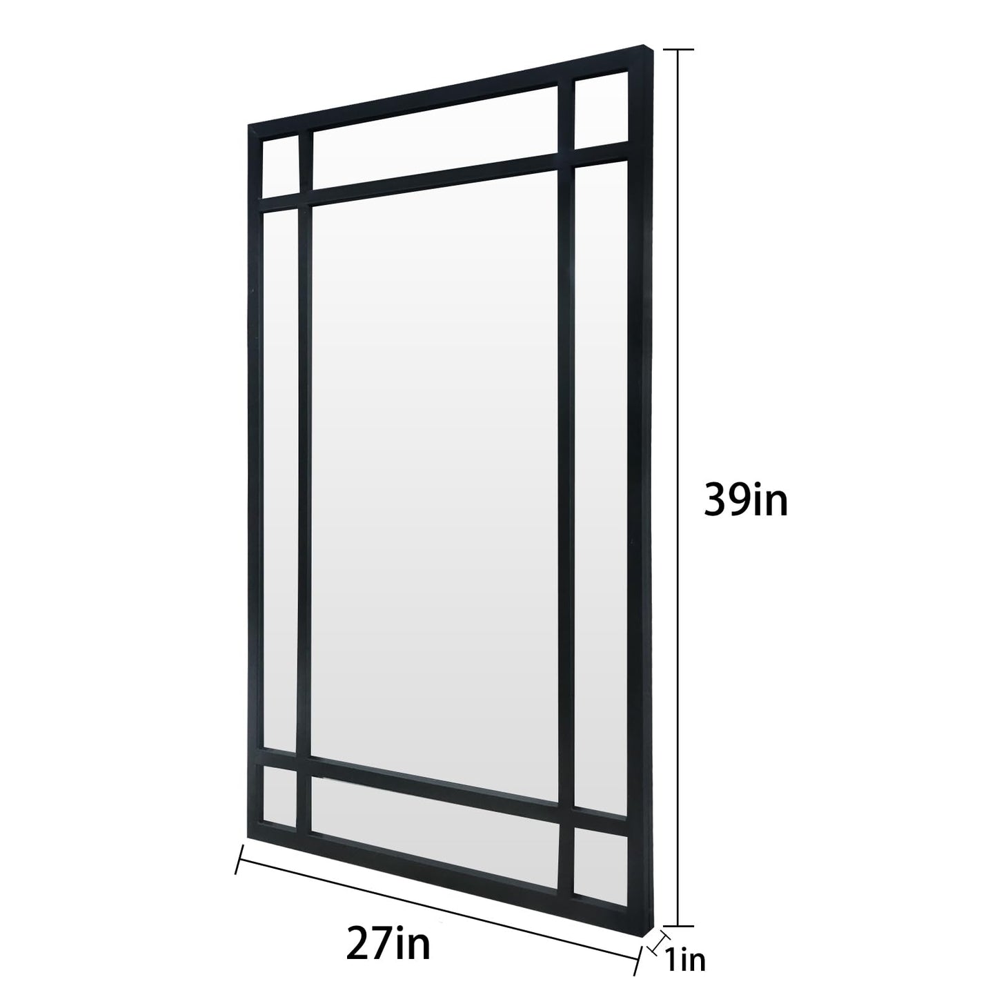 HQiJun Black Rectangle Mirror, Farmhouse Decorative Wall Mirror for Entryway, Living Room, Bedroom, Hallway, Fireplace, Accent Wall Decor (Black1, 39'' x 27'')