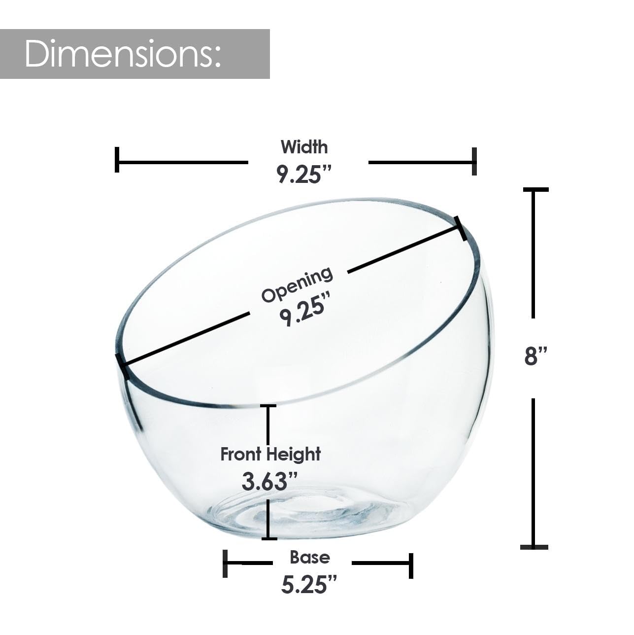 Craft And Party, Slantted Glass Cut Bubble Bowl, 8.5" Height x 10" Width Slantted Bubble vase for Terraium, Flower vase Centerpiece