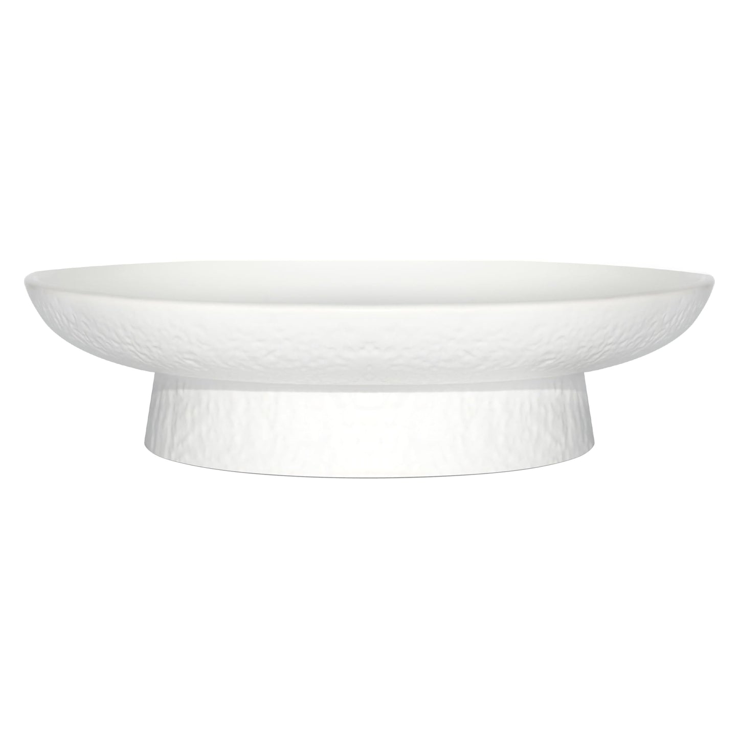 seicasaya 11 Inch Fruit Bowl Matte Black Ceramic Decorative Pedestal Centerpiece (White)