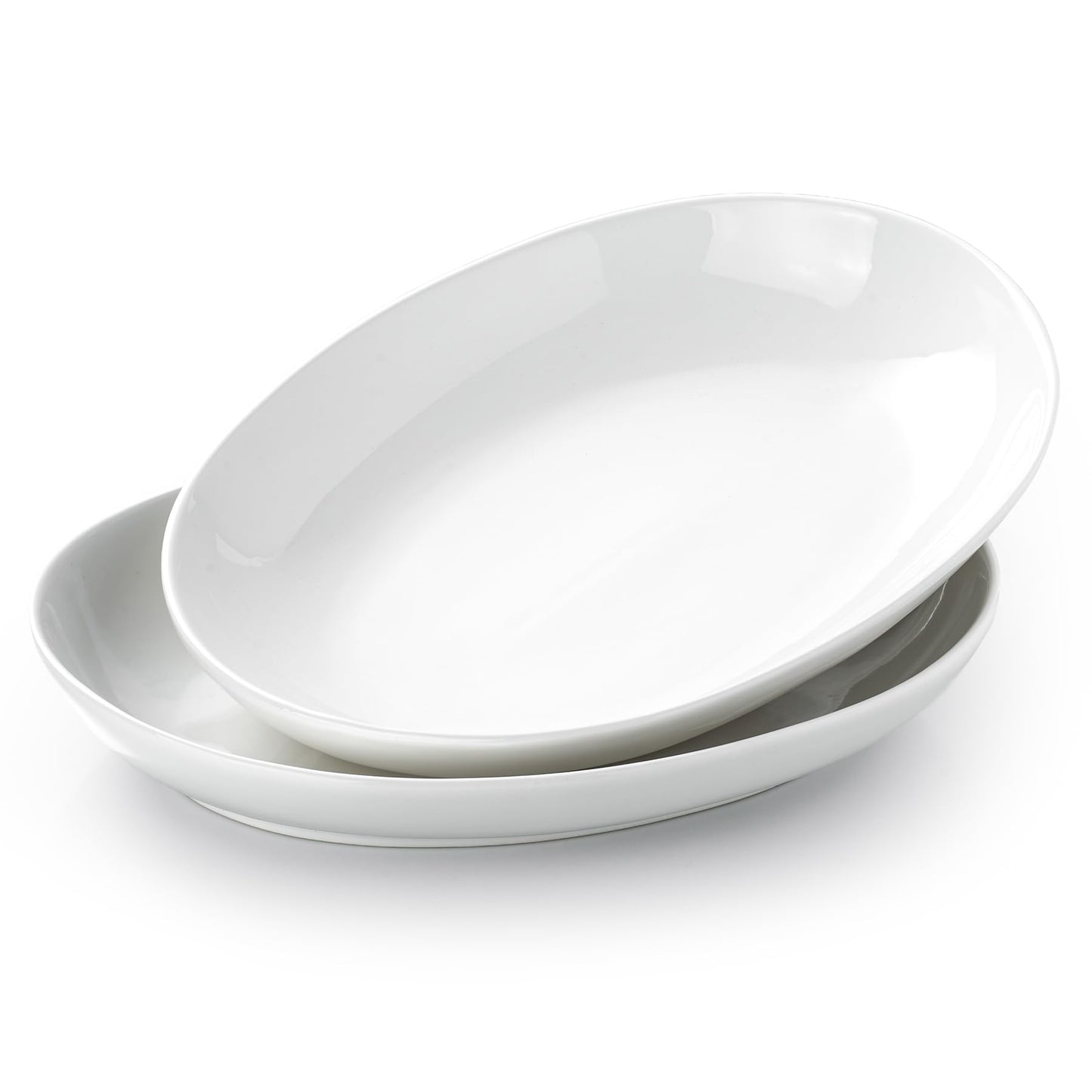 Gacoree 14 Inch Oval Serving Platters Set of 2, Large Wide Ceramic Serving Platter, White Porcelain Serving Trays for Entertaining, Turkey, Steak, Appetizers, Pasta, Salad