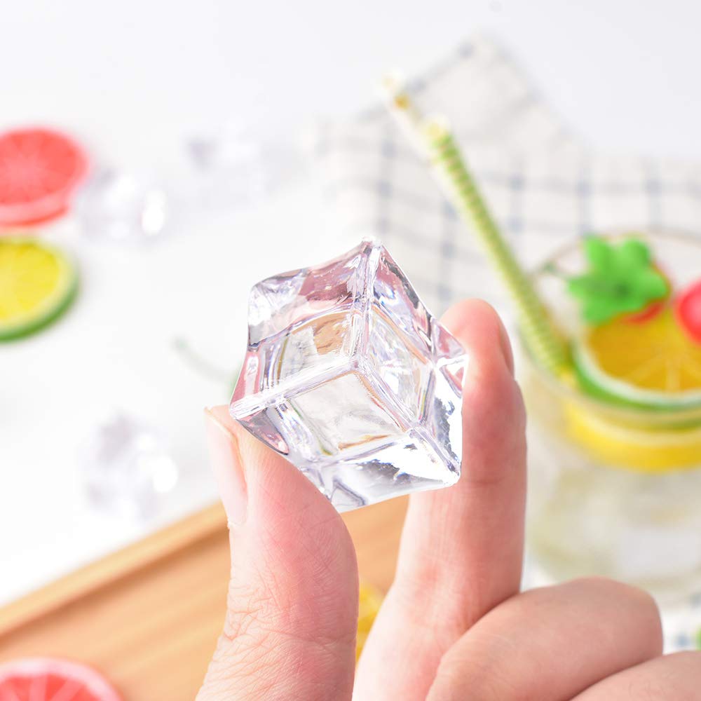 HUIANER Fake Clear Acrylic Plastic Ice Cubes Square Shape for Display or Photography, Good for Photography Props or Home Decorate 20 Pcs 1.2 inch