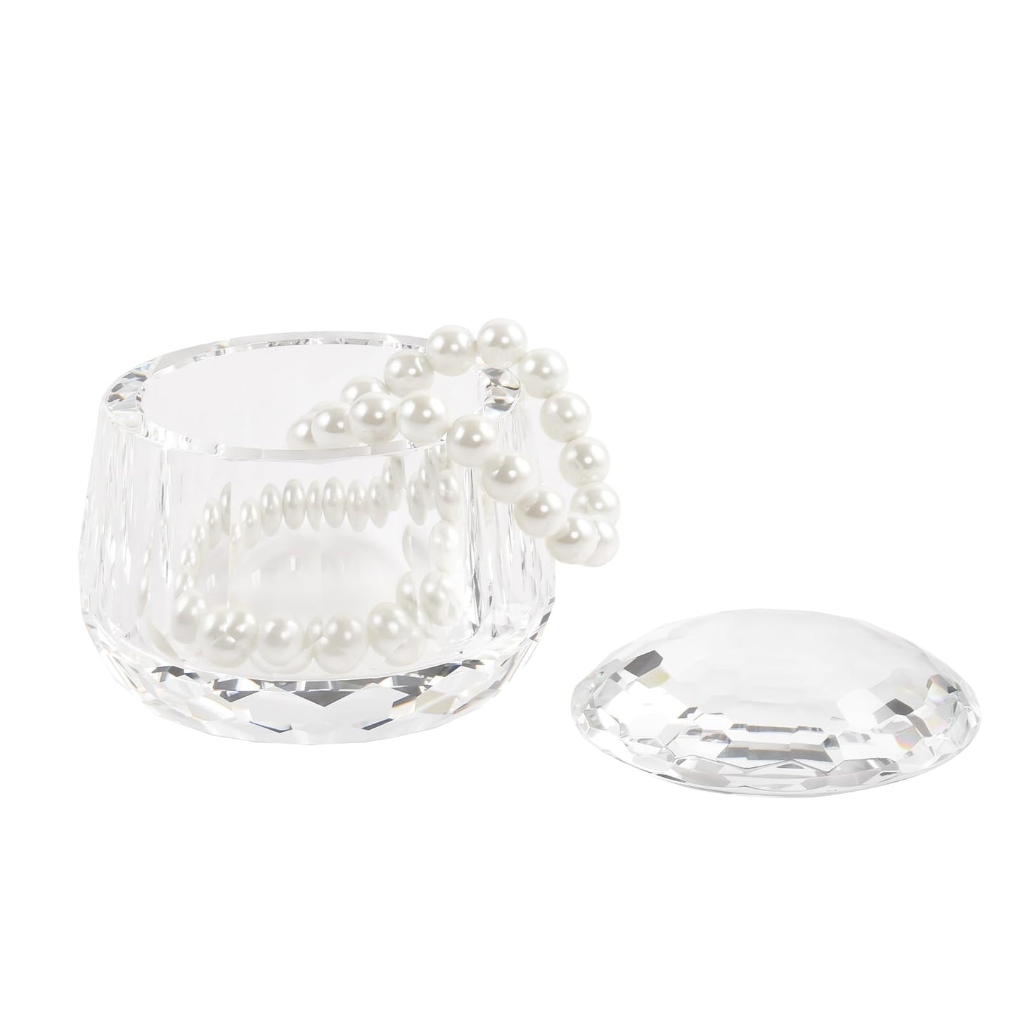 Marvala Crystal Makeup Storage Jars with Lids, Clear Candy Containers, Airtight Cosmetic & Dessert Organizer Set, Elegant Gift Box Home Bathroom Kitchen Decor