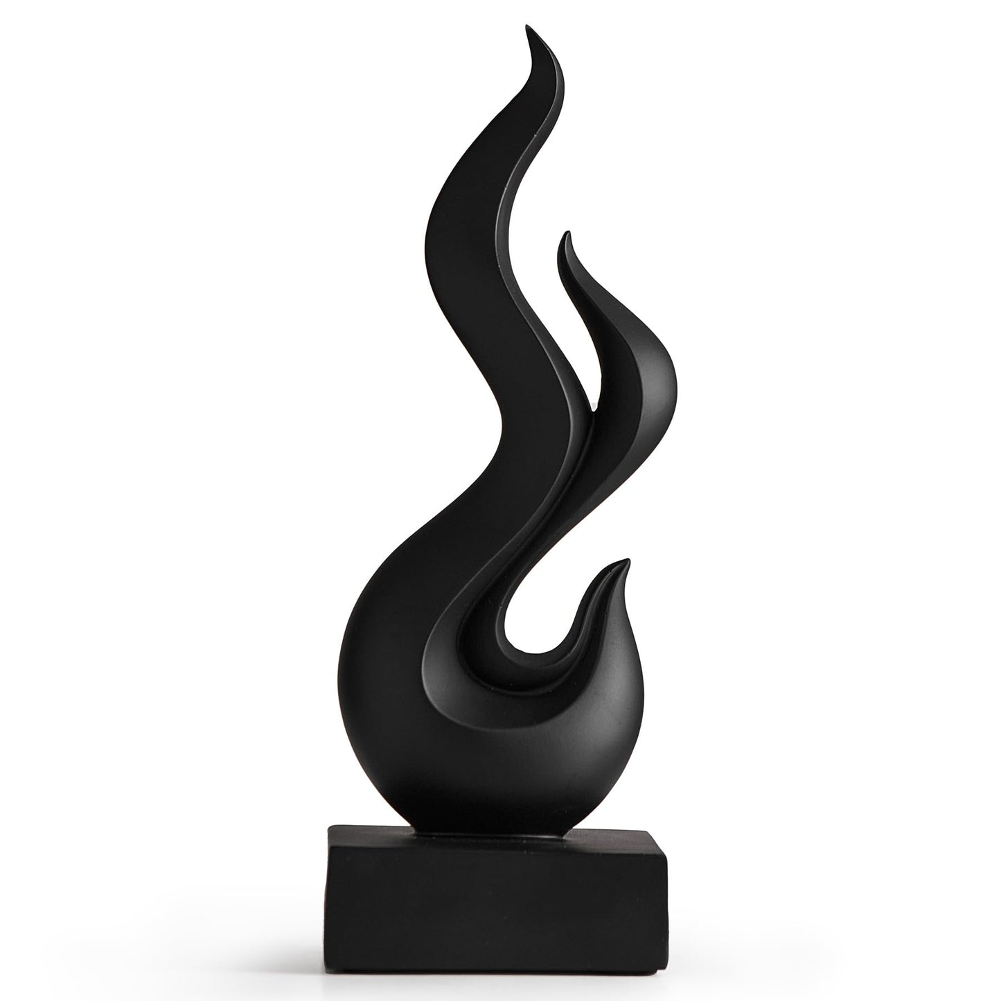 Modern Abstract Art Table Decoration, Gold Decor Flame Statue for Living Room Home, Black Shelf Decor Accents, Abstract Art Resin Sculpture for Dining Room, Office & Coffee Table Centerpiece (Black)