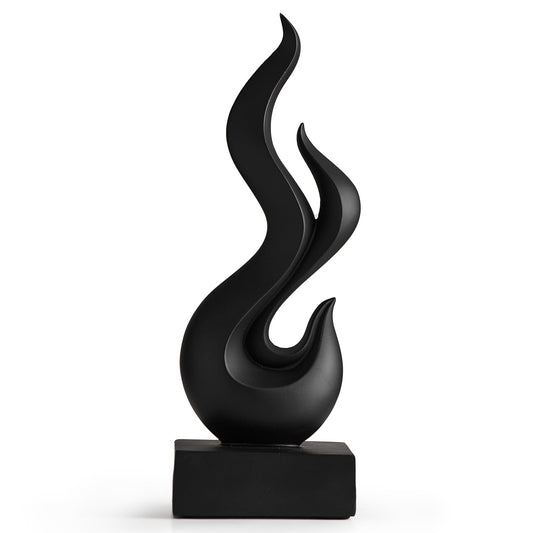 Modern Abstract Art Table Decoration, Gold Decor Flame Statue for Living Room Home, Black Shelf Decor Accents, Abstract Art Resin Sculpture for Dining Room, Office & Coffee Table Centerpiece (Black)