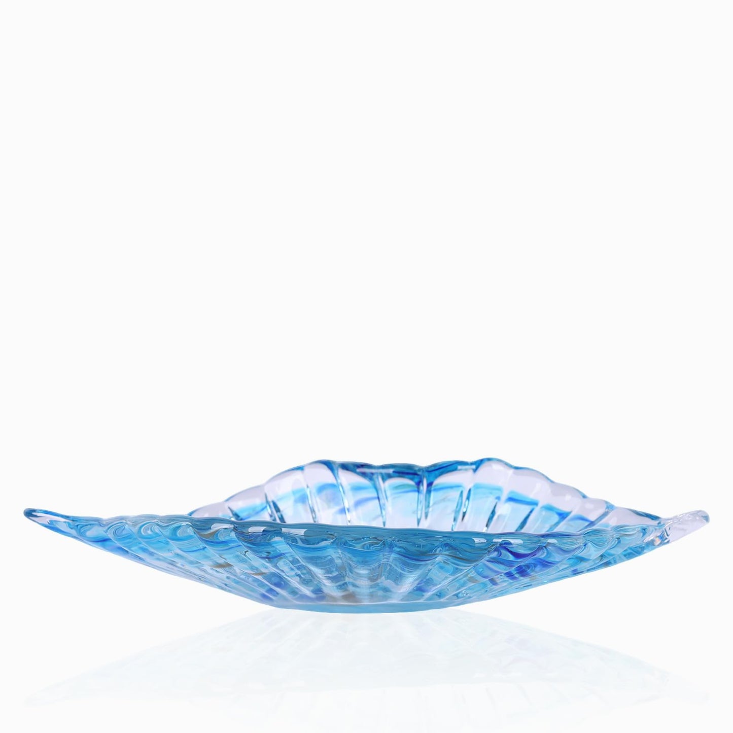 DOVDOV Hand blown decorative glass bowls, Blue large glass fruit bowls, and serving platters perfect for display on coffee tables, dining tables, kitchen countertops, TV stands, and entryway shelves.