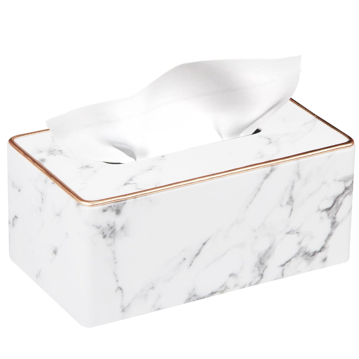 Leather Tissue Box Cover Rectangle,Stylish Tissues Box Holder Modern Rectangular Facial Paper Towels Organizer/Dispenser Decor Tissue Cover for Bathroom NightStand Coffee Table Home Office Desk,Marble