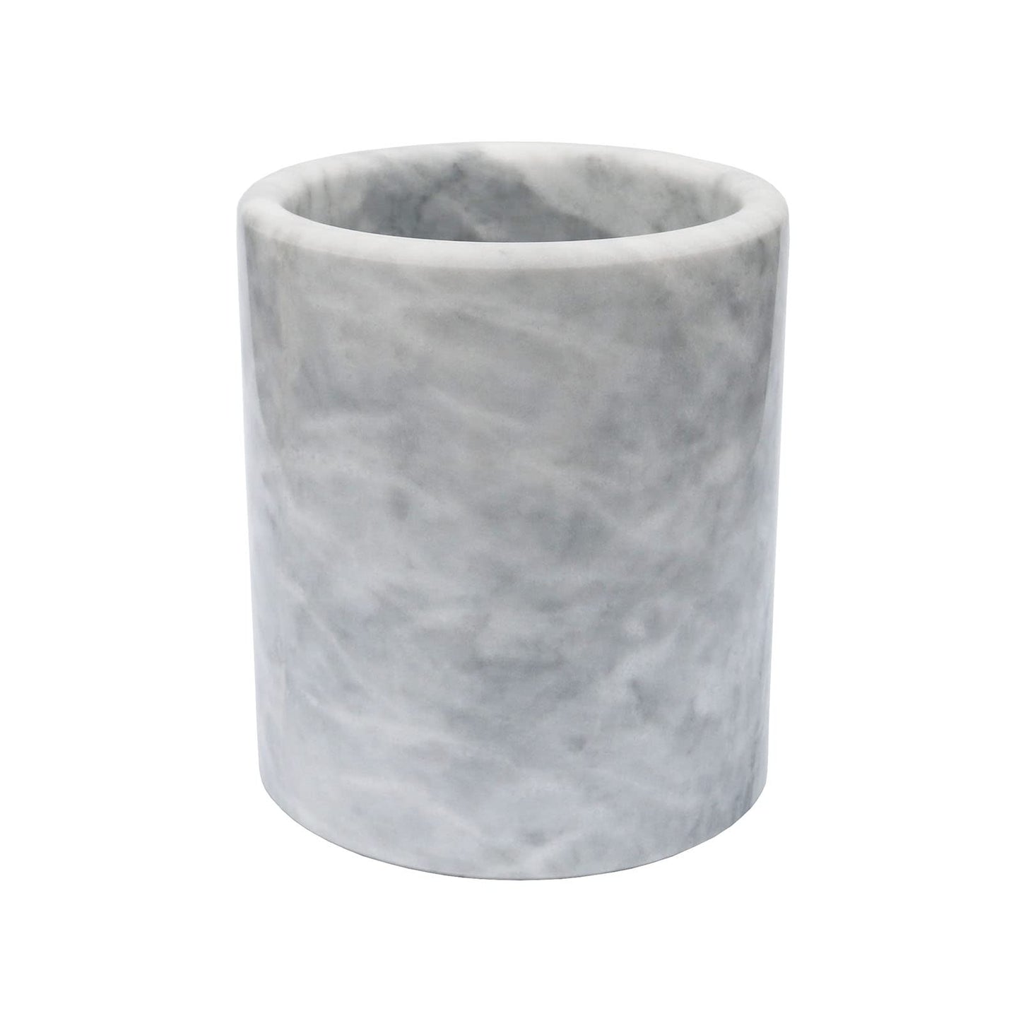 HillSpring Large Marble Kitchen Utensil Holder for Countertop, Tool Organizer with Protective Padded Base, Farmhouse Decor Gift, Wine Chiller Bucket, 6.4", Grey