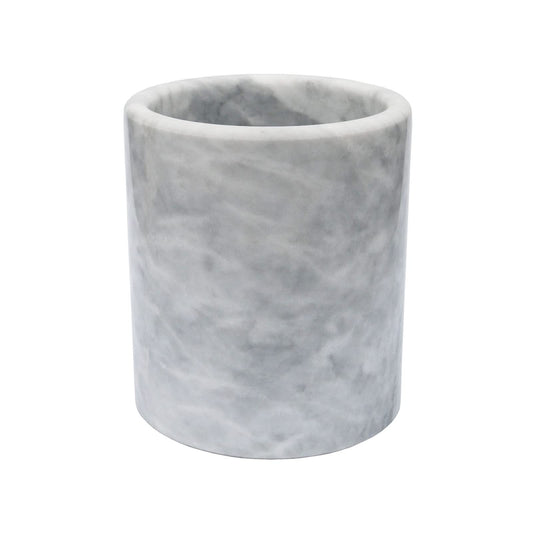 HillSpring Large Marble Kitchen Utensil Holder for Countertop, Tool Organizer with Protective Padded Base, Farmhouse Decor Gift, Wine Chiller Bucket, 6.4", Grey