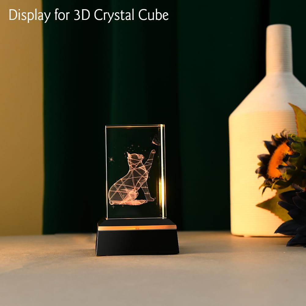 IFOLAINA LED Light Base Multicolor Show Stand Square Display Plate 9 Lighting Mode Color Change for 3D Crystal Art and Glass Ball Resin Figurine