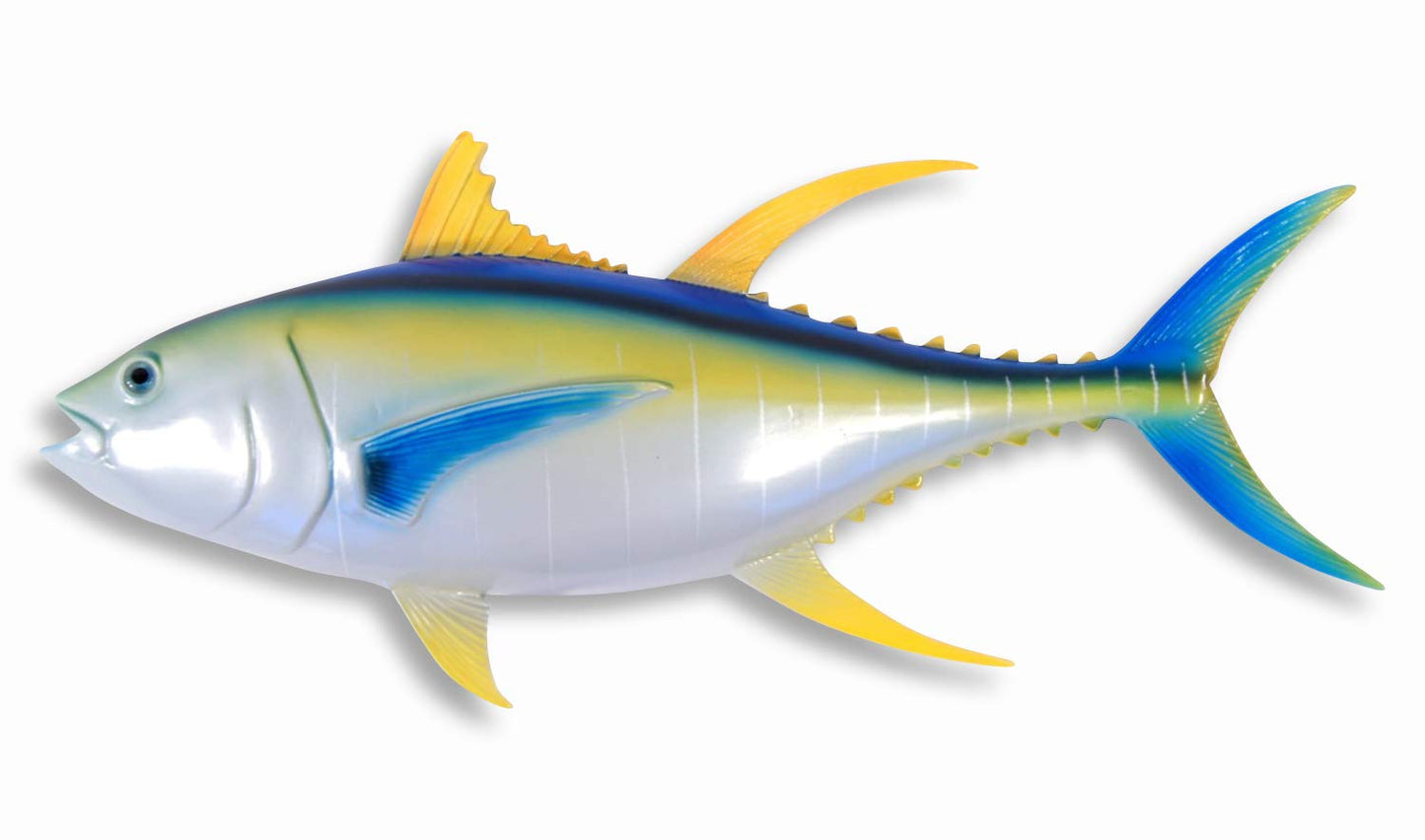 Hand Painted Large 18" Yellowfin Tuna Salt Water Game Fish Wall Mount Decor Plaque