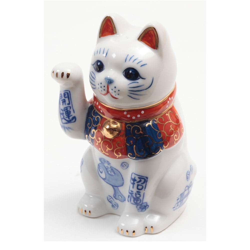 Lucky Cat 3.8 in Tradition of Seto Ware Good Luck Charm Porcelain 7437-Z-US