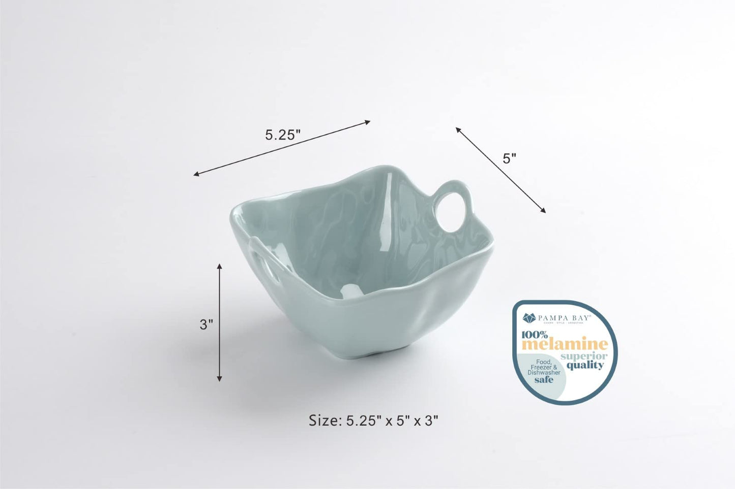 Pampa Bay Shatterproof Melamine Snack Bowl, 5.3 Inch, Food, Freezer, Dishwasher Safe, Aqua