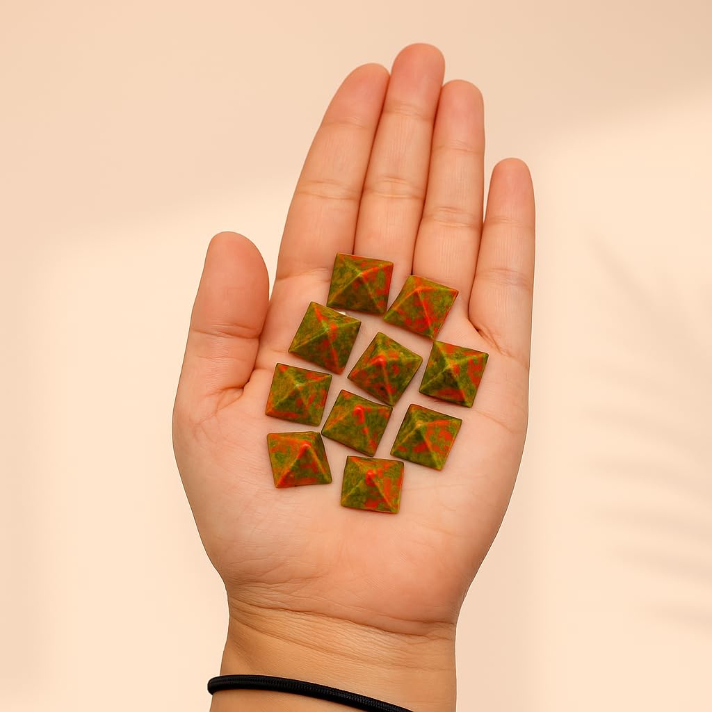 WholesaleGemShop Beautiful Lot of 10 Unakite Gemstone Pyramids Crystal Reiki Vaastu Healing