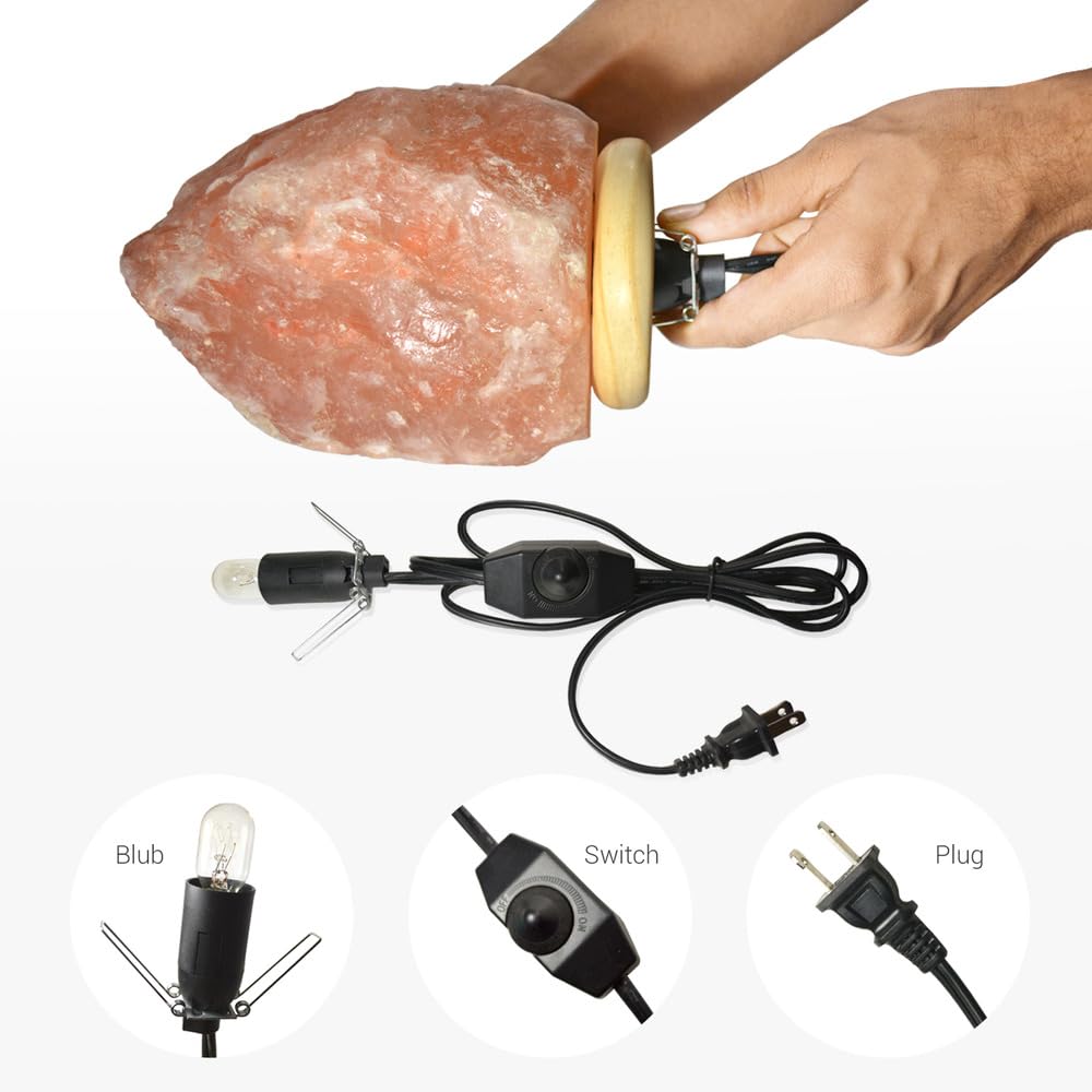 Natures Artifacts, Himalayan Crystal Rock Salt Lamp, Excellent Gift Cleanses Air and Improves Mood, UL Certified dimmer Cord - 7-8" (Pack of 6)