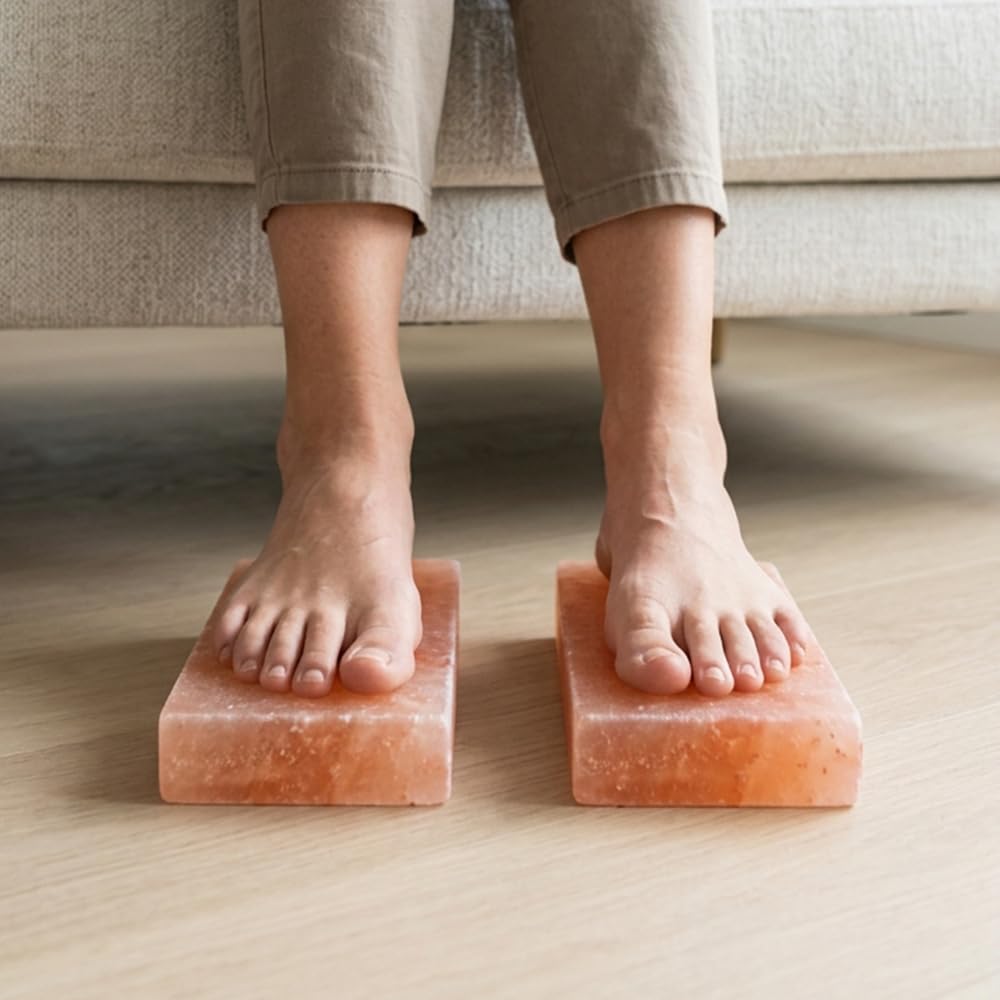 2 Himalayan Salt Foot Tiles Pair of Natural Pink Salt Blocks for Feet, Rest & Spa Stones Natural Salt Block, Salt Brick for Foot Soak, Relaxation & Odor Neutralizer