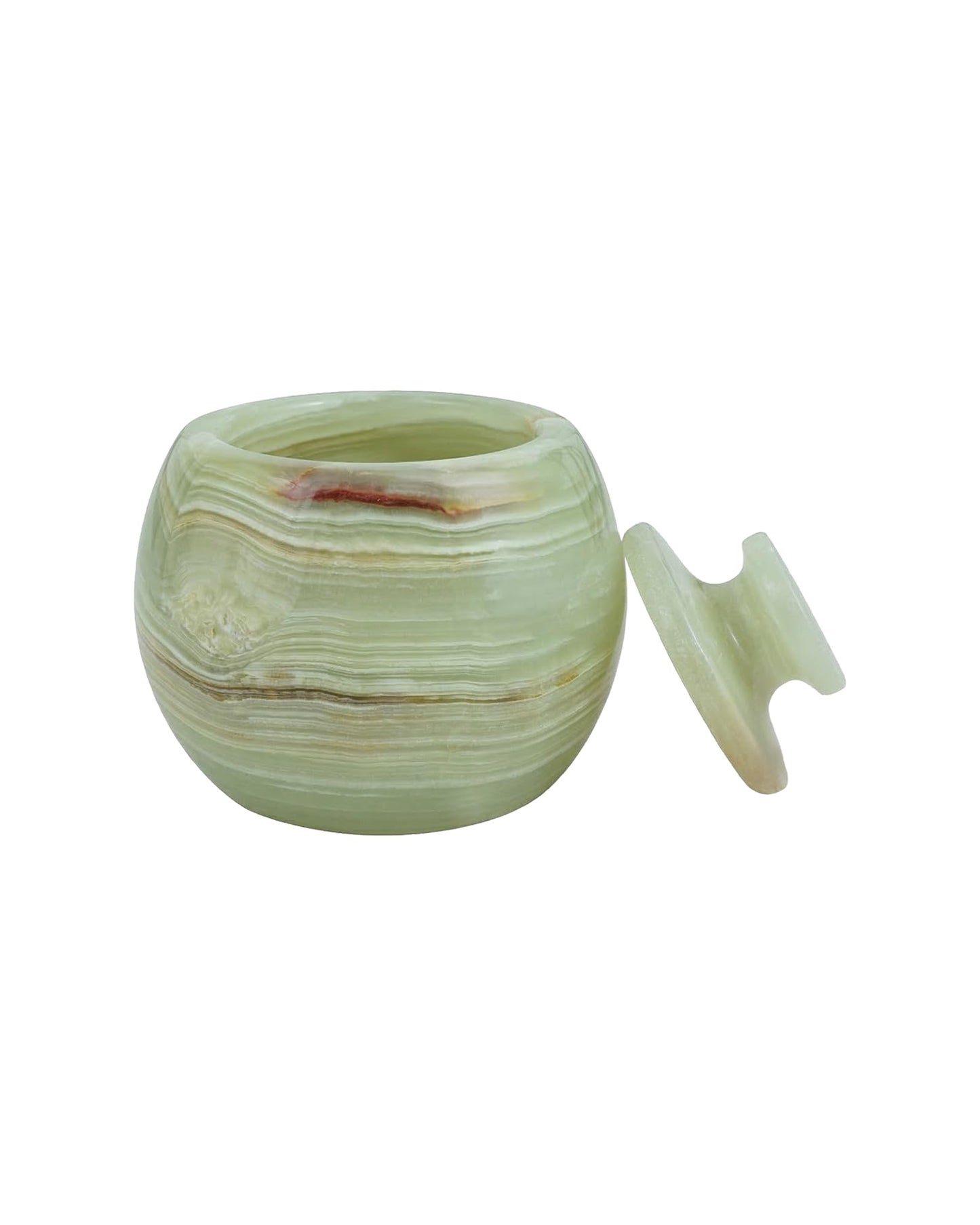 UrbanFocal Natural Marble Candy Jar Handmade Cover Pot Storage - Deep Covered Kitchenware Jar Container, Onyx Green