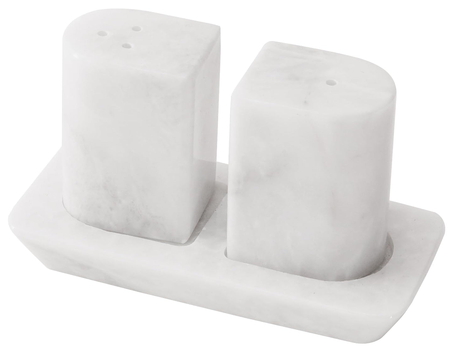 Radicaln Marble Salt and Pepper Shakers 2.5" White Handcrafted Stone Saleros Spice Set for Kitchen Counter, Pink Salt Holder, Farmhouse Kitchen Table Decor, Elegant Home Essentials