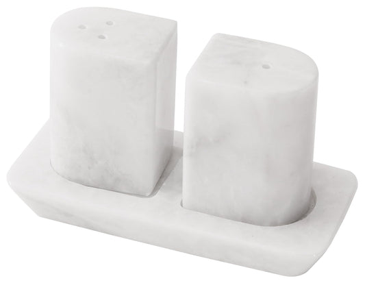 Radicaln Marble Salt and Pepper Shakers 2.5" White Handcrafted Stone Saleros Spice Set for Kitchen Counter, Pink Salt Holder, Farmhouse Kitchen Table Decor, Elegant Home Essentials