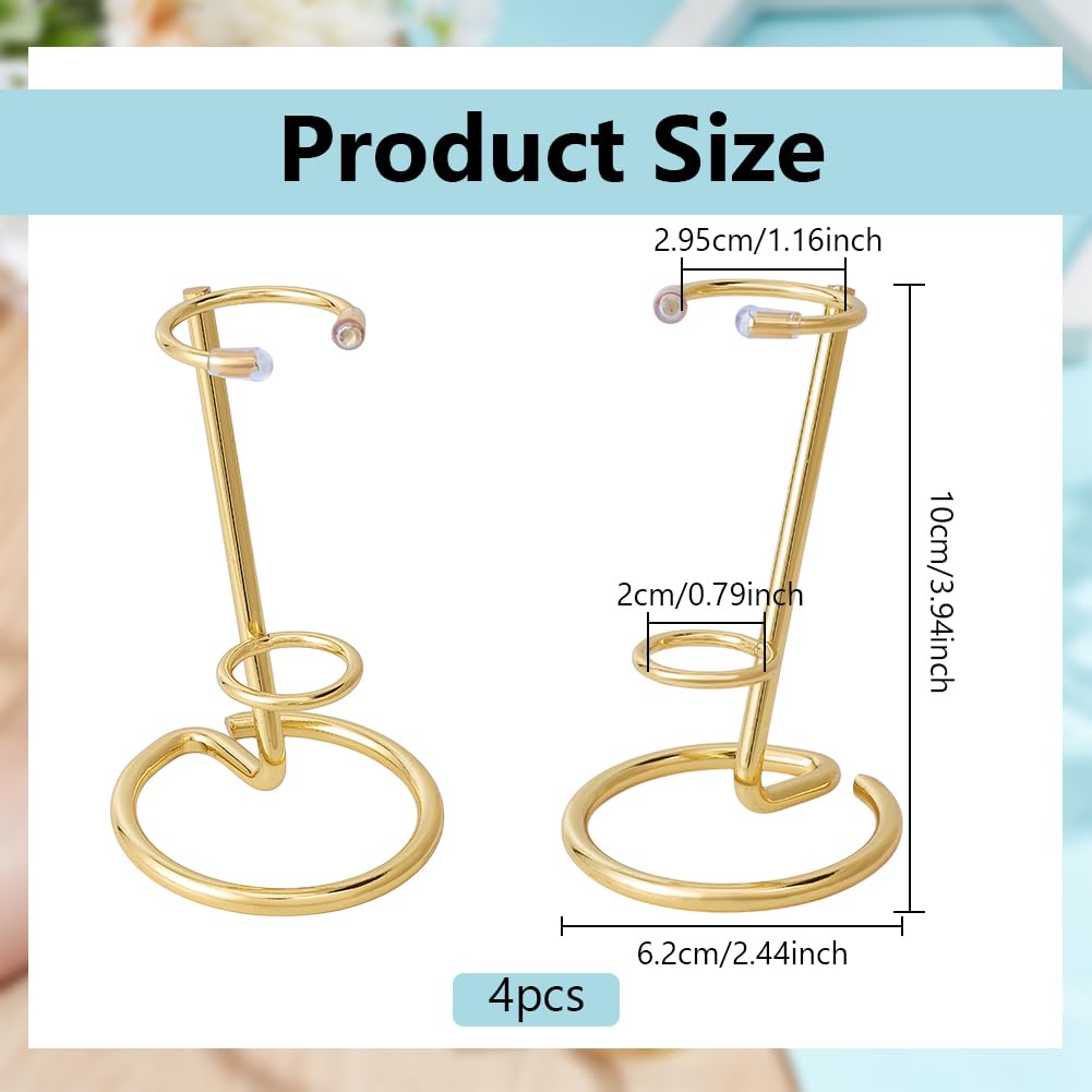 NBEADS 4 Pcs Crystal Wand Display Stand, Rock Display Stands Iron Arms Display Stand Display Easel Holder for Small Gemstones Crystal Mineral Agate, 2.4x3.9inch, Golden