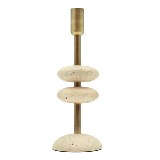 NEXOTIQUE Marble Candlestick Holders, Taper Candle Holder for Table Candles White Candelabra Candle Holders for Console Tabale, Wedding Centerpiece, Cozy Home Decor, Travertine, 10''