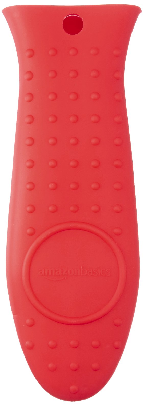 Amazon Basics Heat Resistant Non-Slip Silicone Hot Handle Holder, Rectangular Pot Handle Cover for Kitchen, Insulating Protection, Red, 5.6"L x 1.9"W