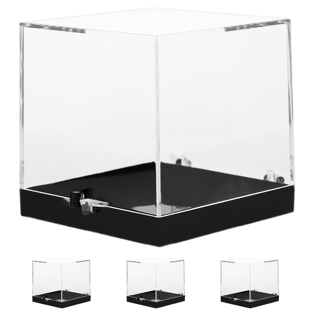 Ipetboom 4pcs Rock Collection Display Boxes - 2.67in Clear Miniature Storage Case Container for Mineral Specimens Gemstone Jewelry and Coins Sample with Unique Labeling System for Easy Organization