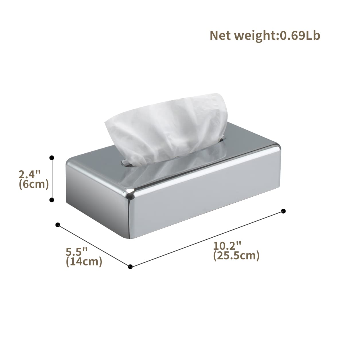 Y-in Hand Tissue Box Cover, Rectangular Mirror Wall Mounted Facial Paper Holder Dispenser, Prefert for Storage on Bathroom Vanity, Kitchen, Night Stand, Countertops Office and Car.