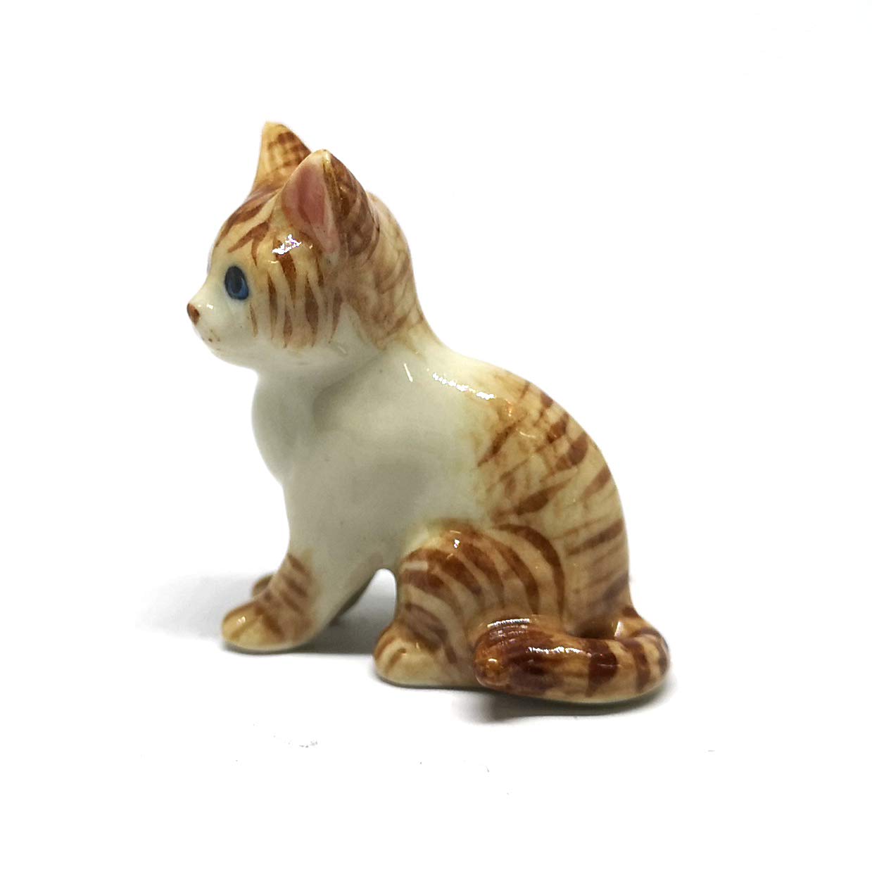 ZOOCRAFT Collectible Ceramic Cat Figurine 1.4 Inch Miniature Handmade Hand Painted Glazed Animal Sculpture for Home Decor and Gift