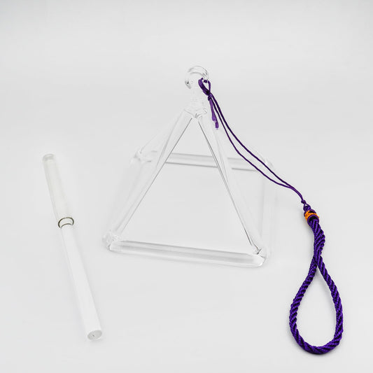 Siceeoly 5 Inch Clear Quartz Crystal Singing Pyramid Healing Musical Instrument For Sound Healing Meditation With Crystal Singing Bowl Striker