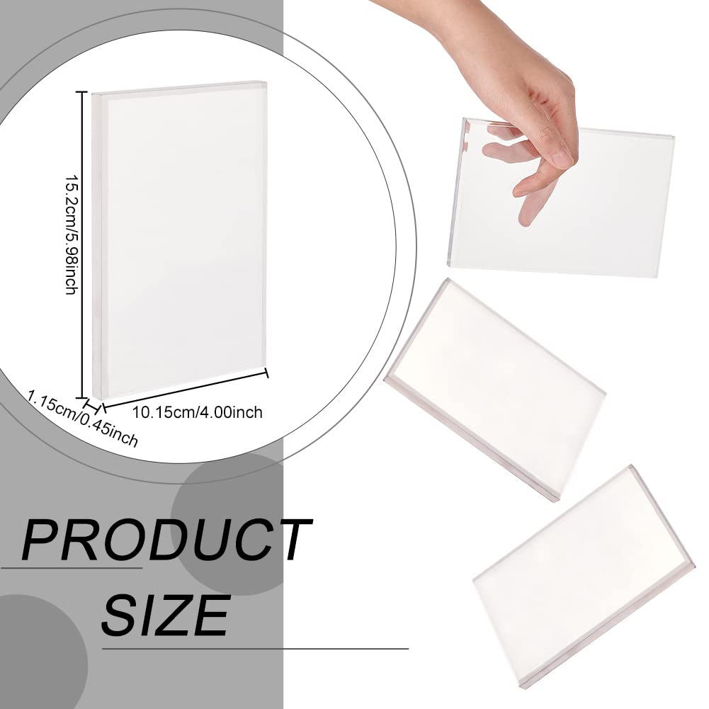 FINGERINSPIRE Acrylic Beveled Display Base 6"x 4"x 0.5"(LxWxH) Clear Acrylic Display Block Rectangular Jewelry Display Stand Acrylic Solid Display Holder for Home Decor Showing Photography Props