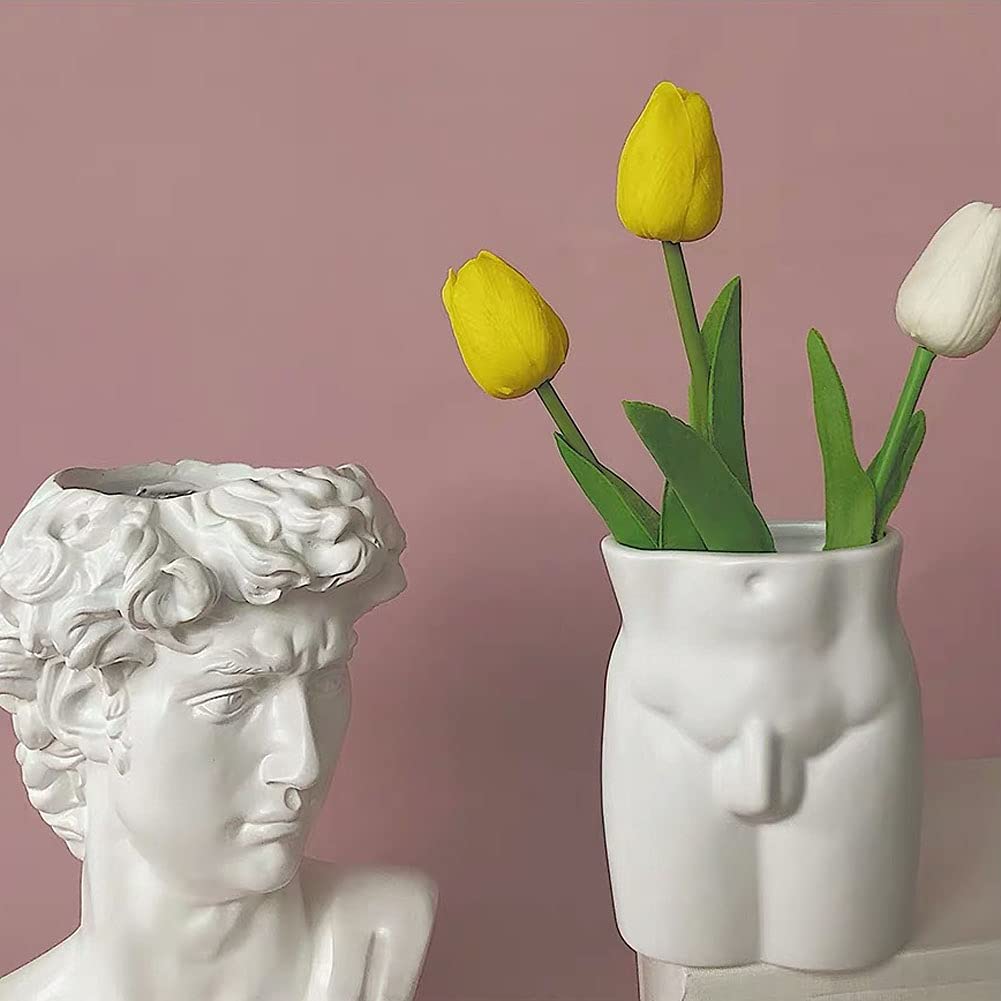 Kelendle Butt Vase, Butt Planter Body Vase Cheeky White Ceramic Flower Vase Boho Plant Pot Body Sculpture Modern Art Home Decor for Living Room Bedroom Centerpiece Table Wedding Small