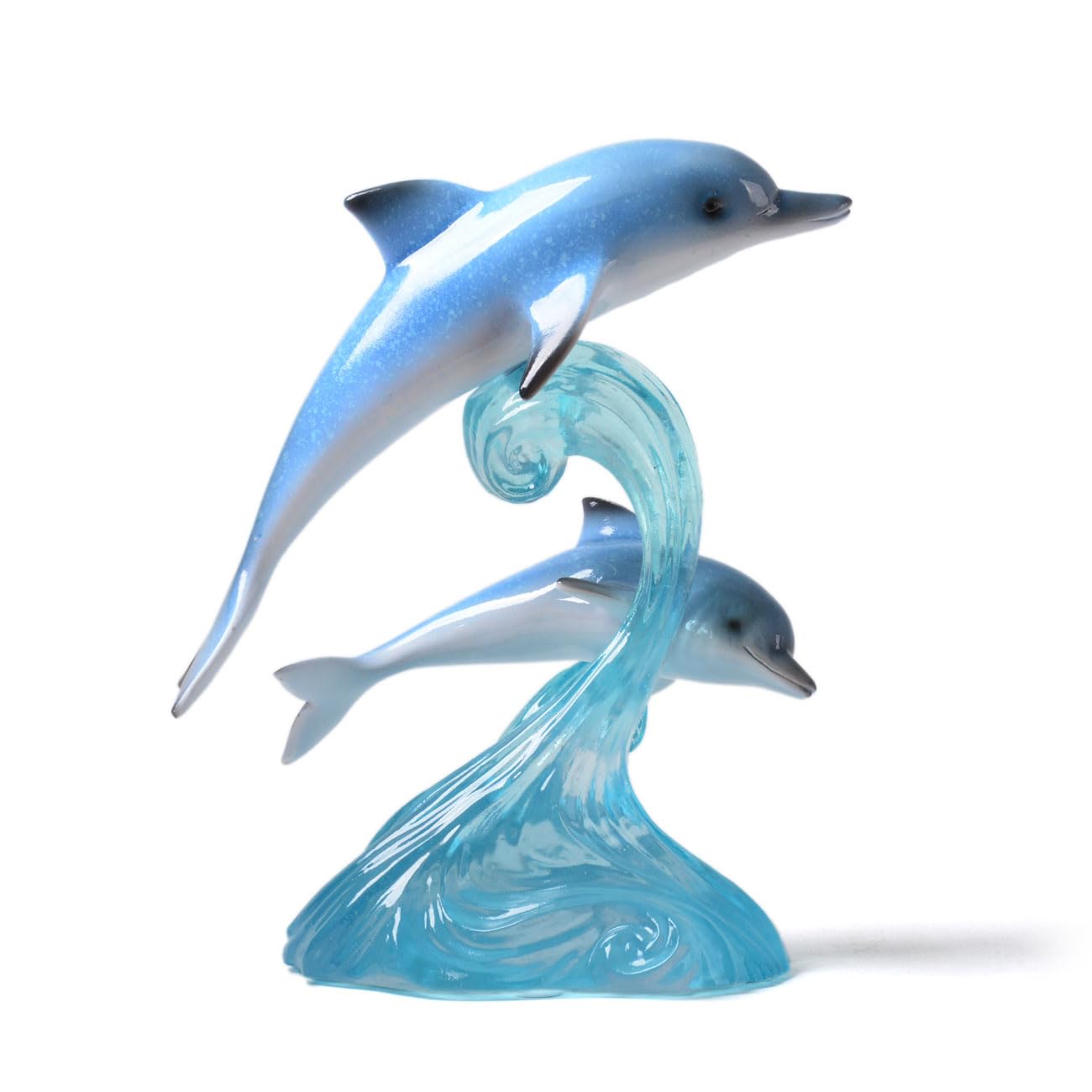 HAUCOZE Dolphin Decor Figurine Ocean Statue Modern Art Sculpture Home Gift for Bookshelf Living Room Office Polyresin 8.7 Inch