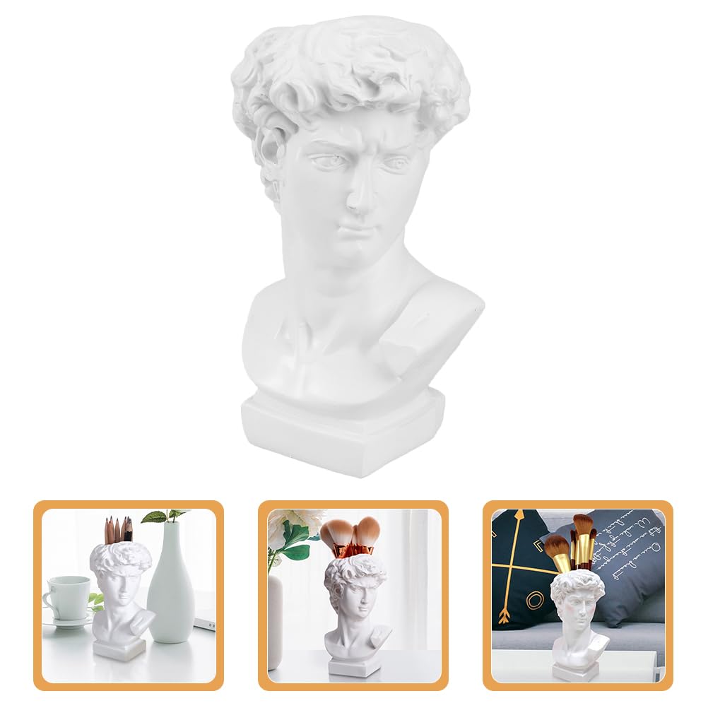 DOITOOL Greek Statue of David Collectible Figurine Cute Vase Vases for Decor Face Flower Dried Flower Vase Decorative Planter Greece Ornaments White Resin