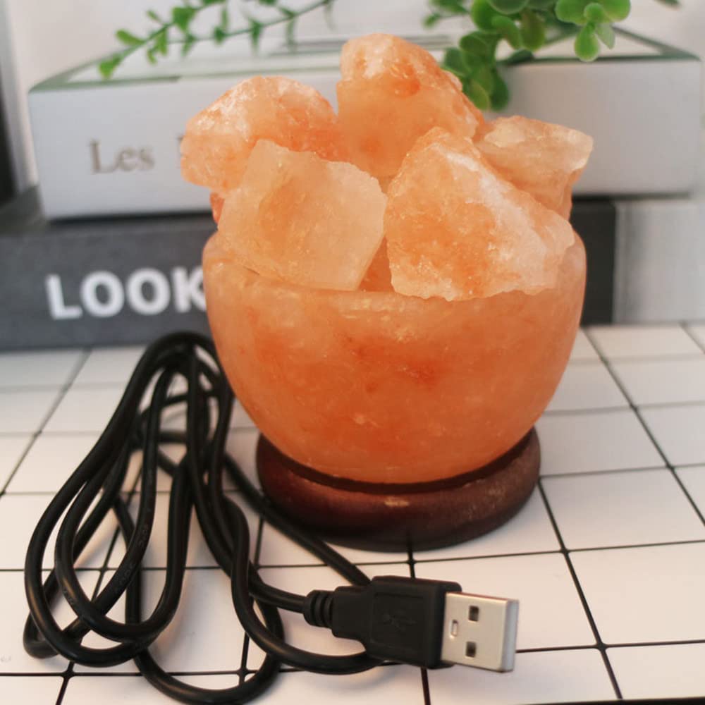 Fantasee Himalayan Salt Lamp, Natural Handcarved Salt Crystal Light Release Negative Ions Perfect for Home Bedroom Living Room Office Yoga Night Light Air Purifying Gift(Bowl - 7 Colors Changing)